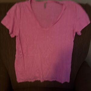 Banana Republic Bright Pink V-Neck Tee